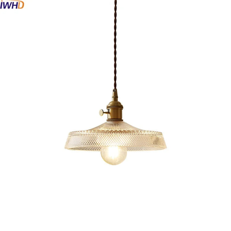 Copper Glass Chandelier LED Pendant Light for Living Room Dining Bar Kitchen