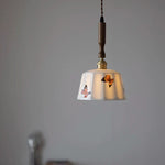 Brown Wood LED Pendant Light - Nordic Modern White Ceramic Hanging Lamp