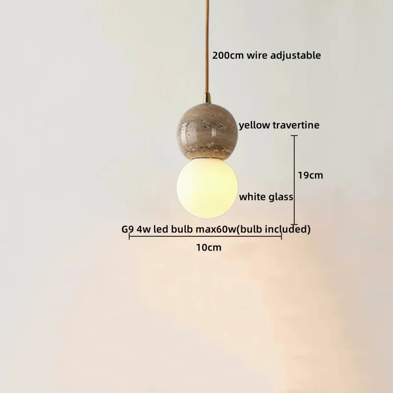 Travertine LED Pendant Lamp for Bar Bedroom Living Room Décor
