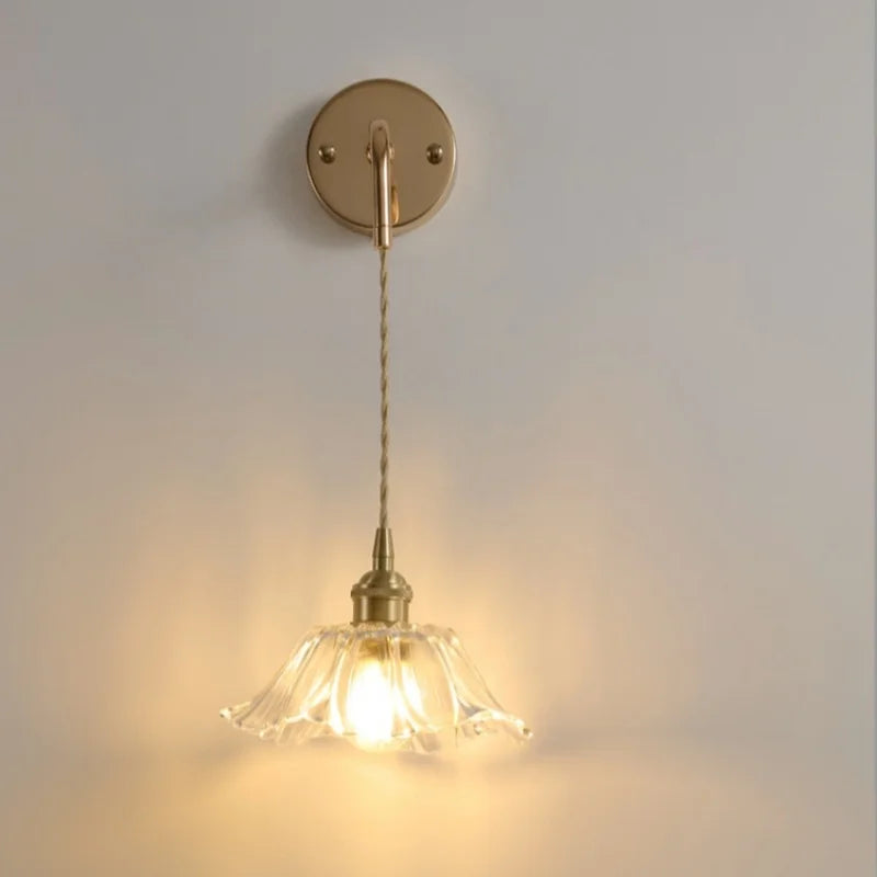 Clear Glass LED Wall Light | Modern Adjustable Nordic Copper Lamp Fixtures