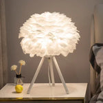 Feather Table Lamp Desk Light for Bedroom and Living Room