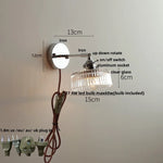 Clear Glass LED Wall Sconce Pull Chain Modern Light Fixtures