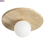 Yellow Travertine Glass Stone LED Ceiling Lamp