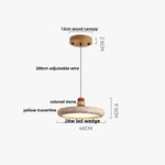 Afralia™ Wood Canopy LED Pendant Light for Kitchen Restaurant Bedroom Stone Hanging Lamp