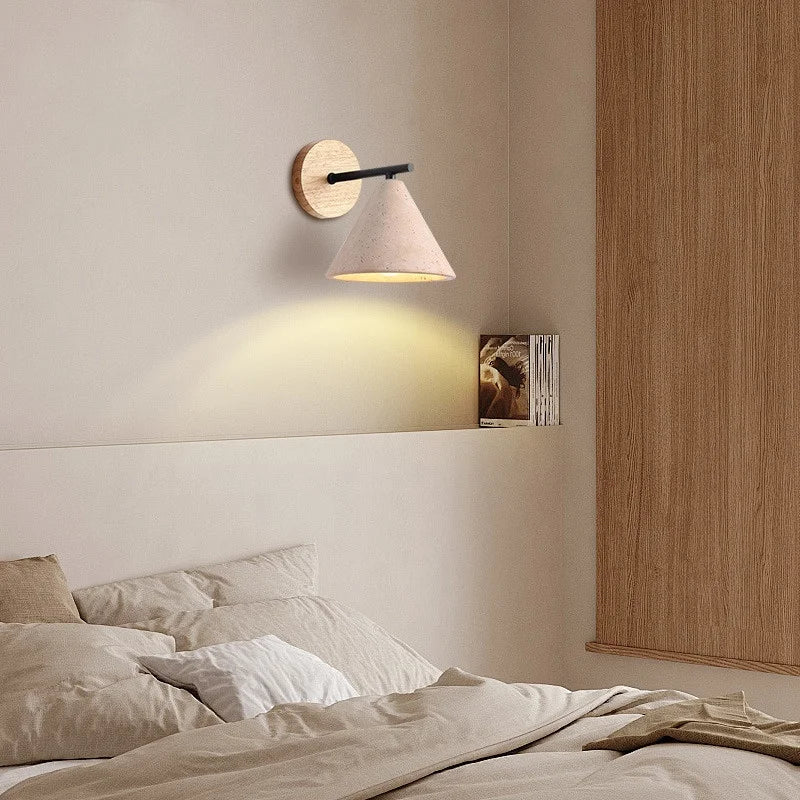 Iron Yellow Travertine Wall Lights, Pull Chain Switch, LED Sconce for Bedroom, Bathroom.