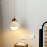 Afralia™ Nordic LED Glass & Wood Pendant Lamp in White & Yellow