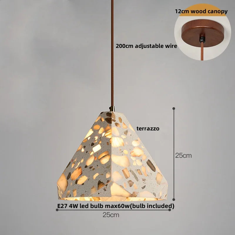 Afralia™ Terrazzo Stone LED Pendant Light: Modern Minimalism for Dining Room, Kitchen, Balcony