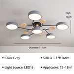 Modern LED Ceiling Lamp - Wood Round Ceiling Lights Macaron Chandelier