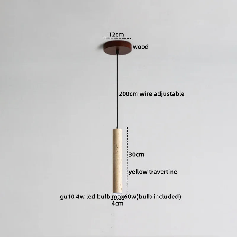 Travertine LED Pendant Lamp for Bar Bedroom Living Room Décor