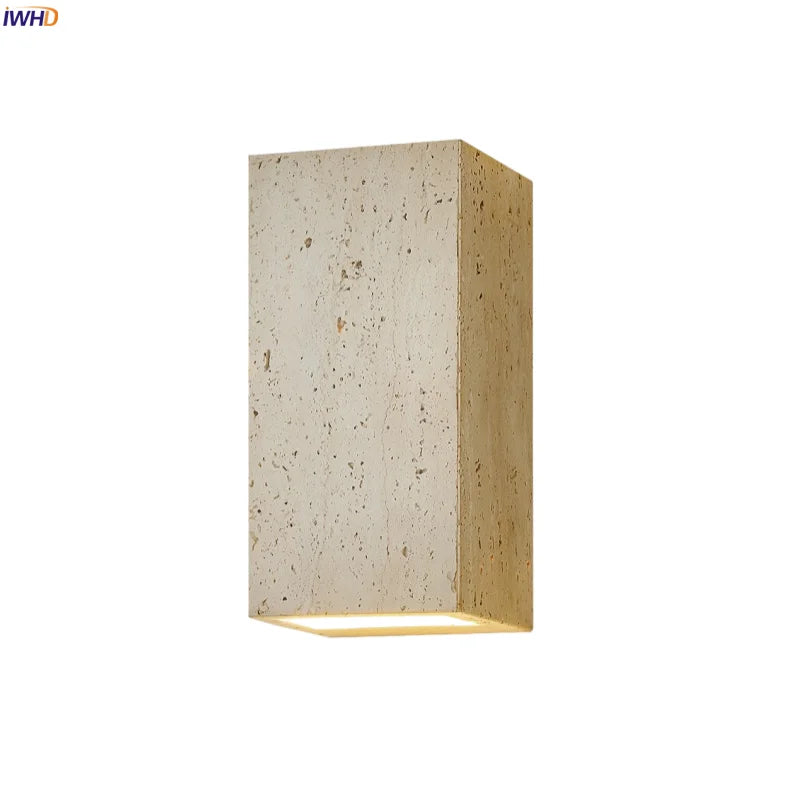 Wabi Sabi LED Wall Light Yellow Travertine Bedroom Lamps for Bathroom Mirror & Loft Interior