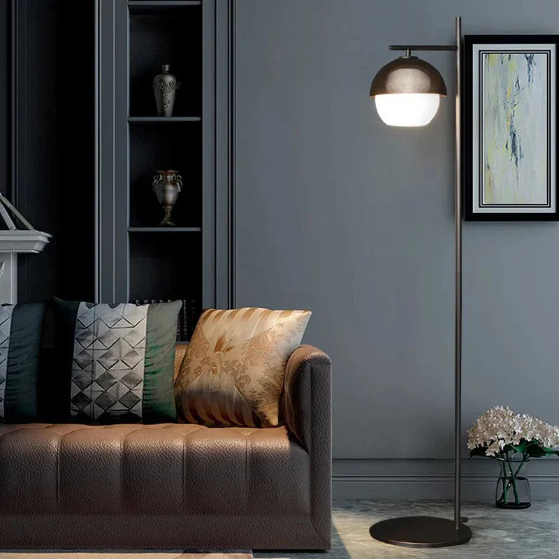 Black Glass Ball Floor Lamp: Minimalist Nordic Design for Living Room & Bedside Lighting