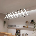 Modern Steel Bar LED Pendant Lights for Kitchen Island, Minimalist Acrylic Hanging Lamp Fixture