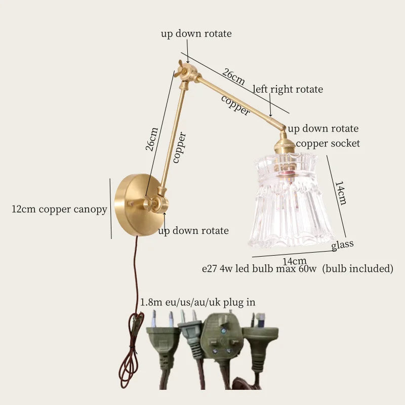 Glass LED Wall Lamp for Living Room Bedroom Mirror Bathroom - Nordic Minimalism