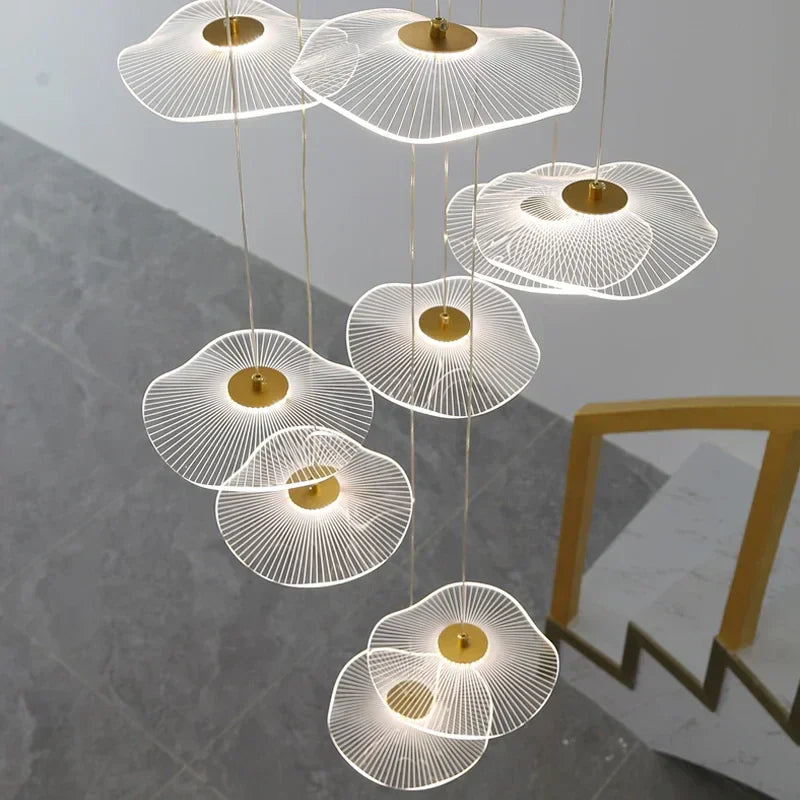 Modern Acrylic LED Pendant Chandelier for Living Dining Room Staircase Lighting