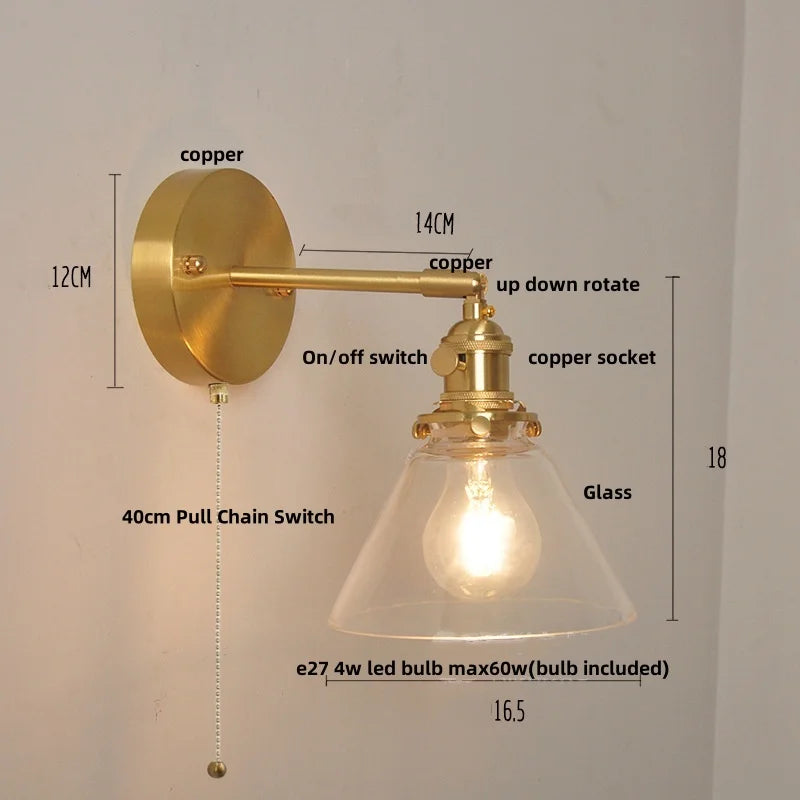 Nordic Modern LED Glass Wall Light Fixture for Bedroom, Living Room, Porch