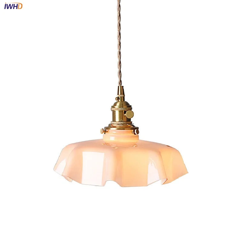 Afralia™ Pink Glass Art LED Pendant Light for Dining Room & Cafe