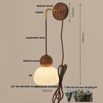 Walnut Wood LED Wall Sconce with Pull Chain Switch for Home Lighting