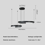 Black LED Chandelier Pendant Light for Foyer Stairs Bar, Minimalist Indoor Hanging Lamp