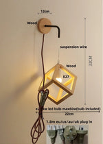 Afralia™ Wood Cube LED Wall Lamp - Modern Nordic Design for Home Decor