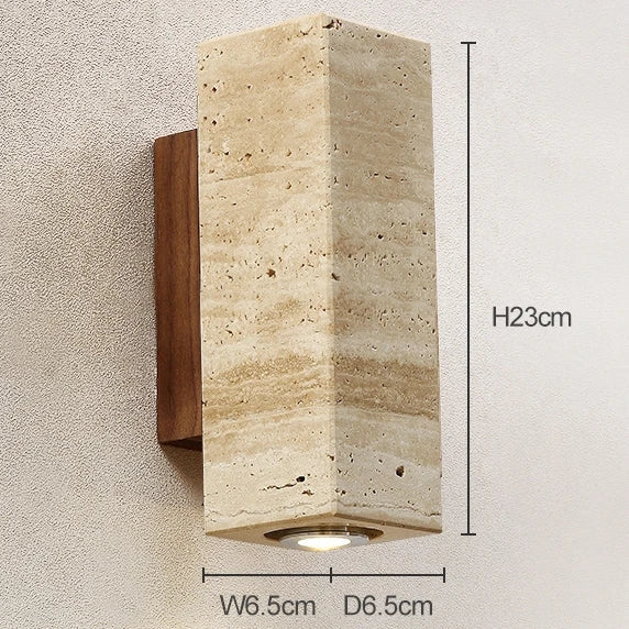 Travertine Natural Stone Wall Sconce Light with E27 Bulb