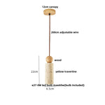 Afralia™ Yellow Travertine Stone LED Pendant Light Fixture for Home Decor