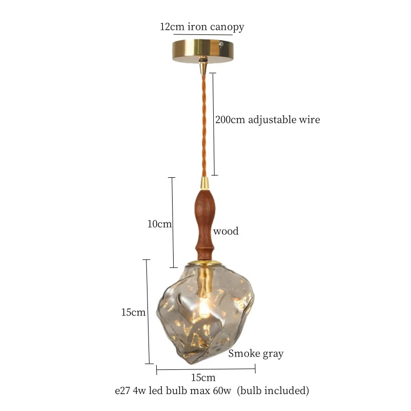 Cracked Glass LED Pendant Light for Cafe Bar Kitchen Living Room