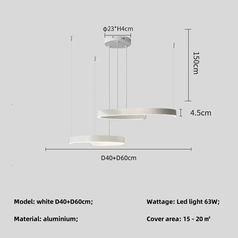 Black LED Chandelier Pendant Light for Foyer Stairs Bar, Minimalist Indoor Hanging Lamp