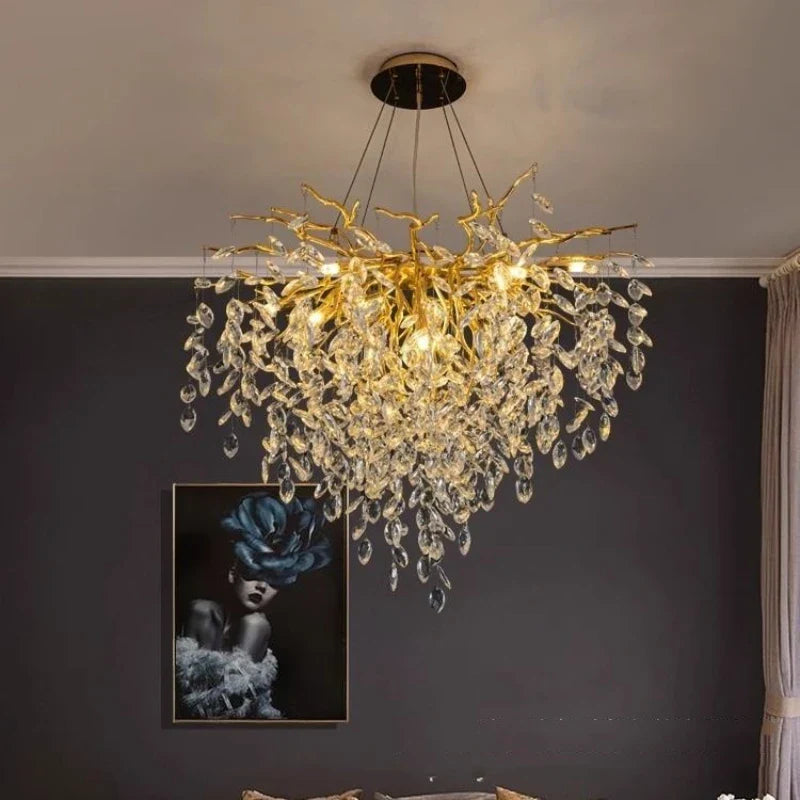 Afralia™ Crystal G9 Chandelier: Luxury Living Room Branch Pendant Lights, Modern LED Luminarias