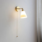 Glass LED Wall Sconce Pull Chain Switch Modern White Stair Light