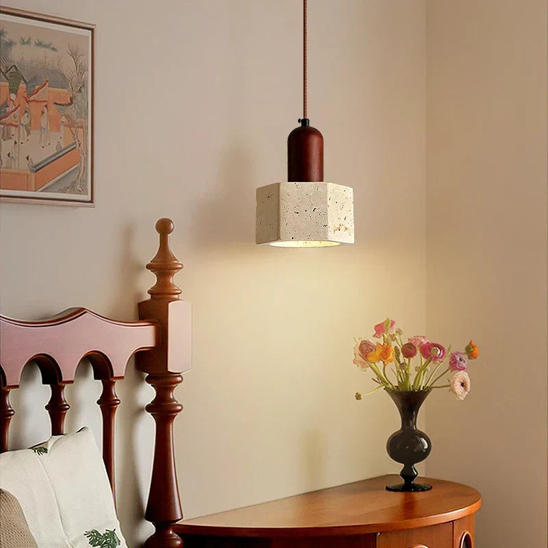 Yellow Travertine LED Pendant Lights | Mid Century Modern Hanging Lamp for Home and Kitchen