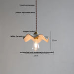 White Ceramic LED Pendant Light - Nordic Modern Design - Adjustable Hanging Lamp