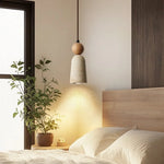 Afralia™ Wood Yellow Travertine LED Pendant Light Hanglamp for Home Decor