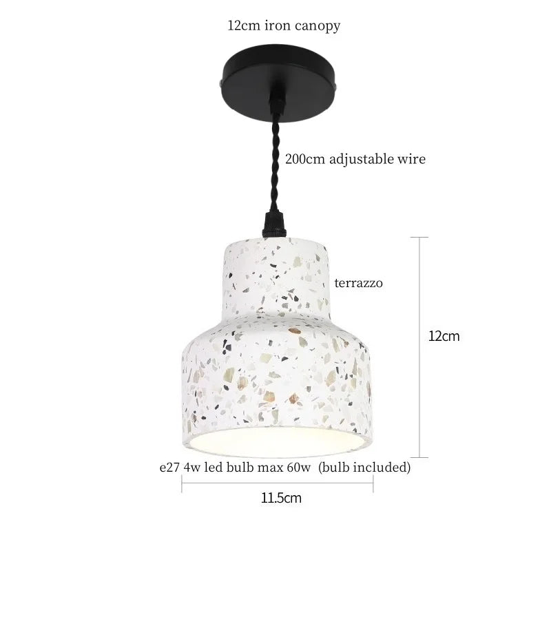 Terrazzo LED Pendant Lights, Adjustable Wire, Nordic Modern Hanging Lamp