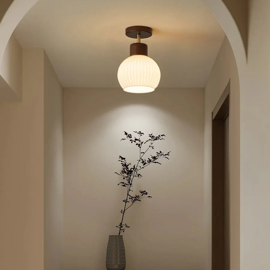 White Glass Ceiling Lamp LED Modern Nordic Kitchen Light