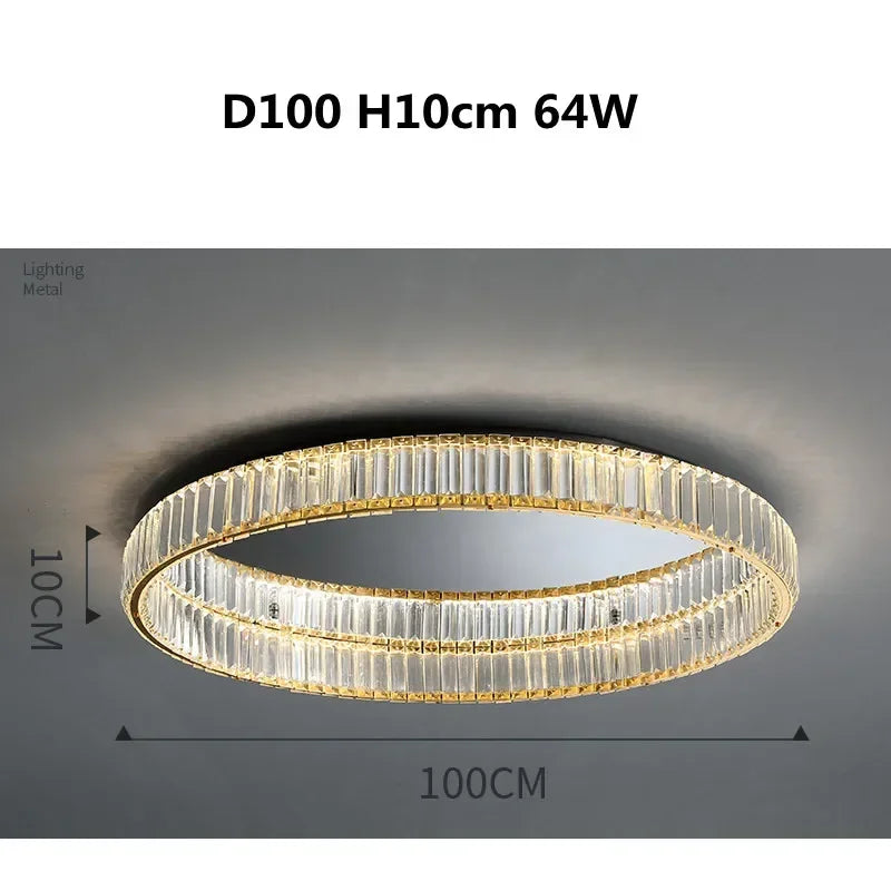 Gold Steel LED Dimmable Ceiling Lights Luxury Crystal Fixture