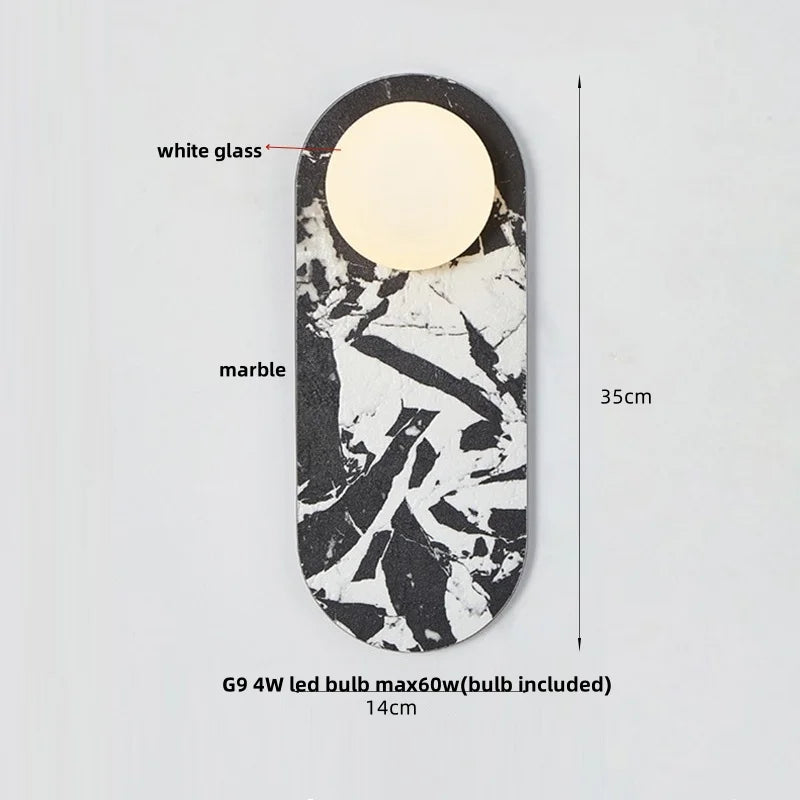 Luxury LED Wall Light with White Glass Globe for Bedroom, Stair, Hallway