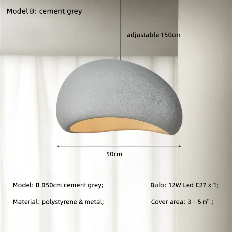 Nordic Wabi Sabi E27 LED Pendant Light for Minimalist Loft Ambiance