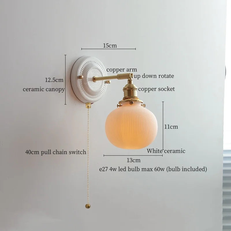 Striped Ceramic LED Wall Sconce: Modern Nordic Interior Light