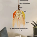 Afralia™ Vintage LED Pendant Lights Iron Tassel Wood Ball Hanging Lamp