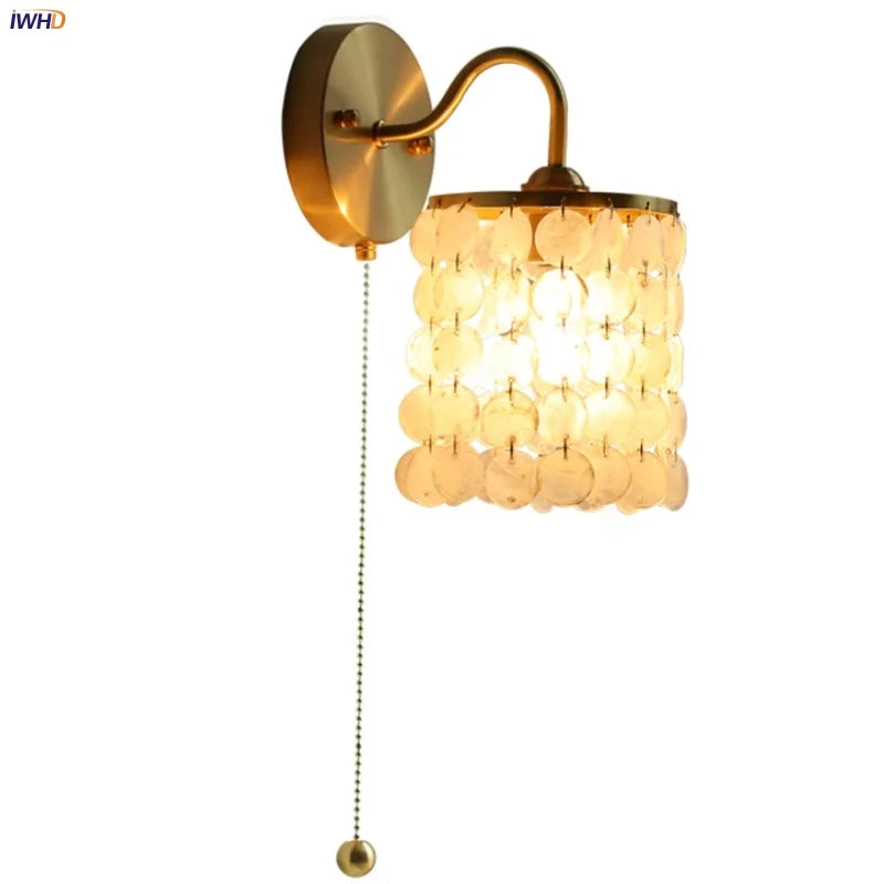 Conch Copper LED Wall Light Fixture with Pull Chain Switch
