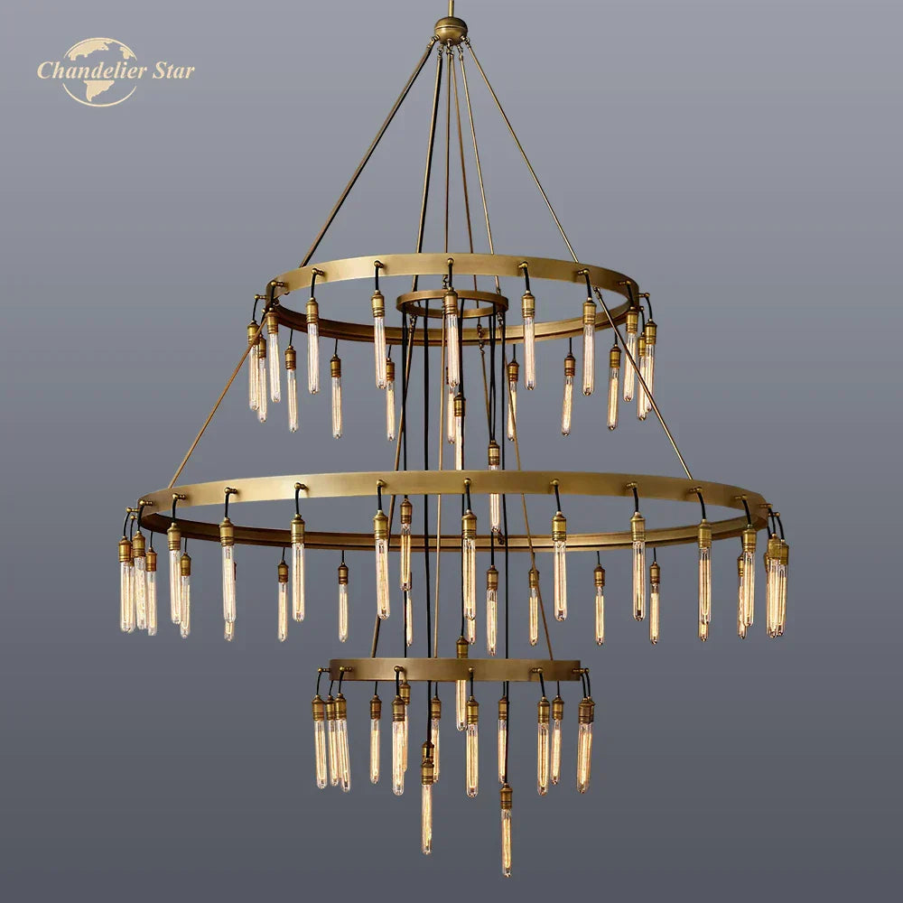 Axis Black Brass LED Round Chandelier for Living & Dining Room