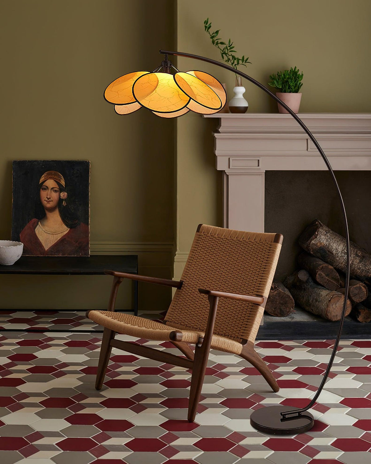 Screen Cannage Floor Lamp 41.3"