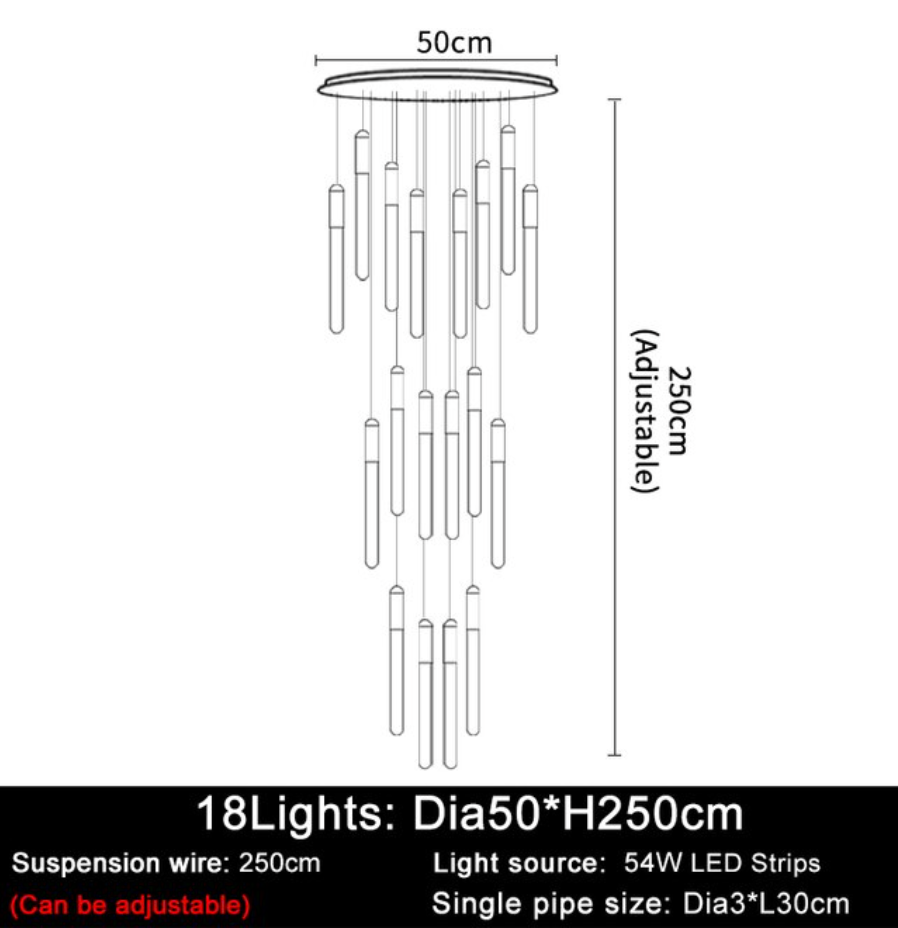 Villa Forci Duplex Staircase Foyer Chandelier, Gold