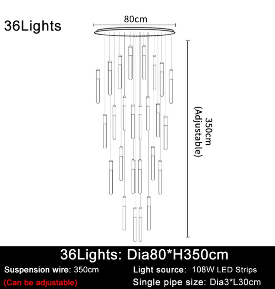 Villa Forci Duplex Staircase Foyer Chandelier, Black