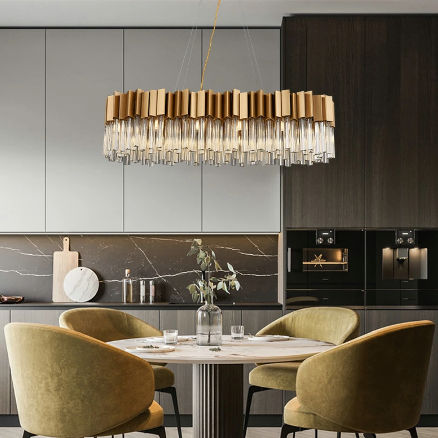 Milano Brushed Gold Dining Room Chandelier