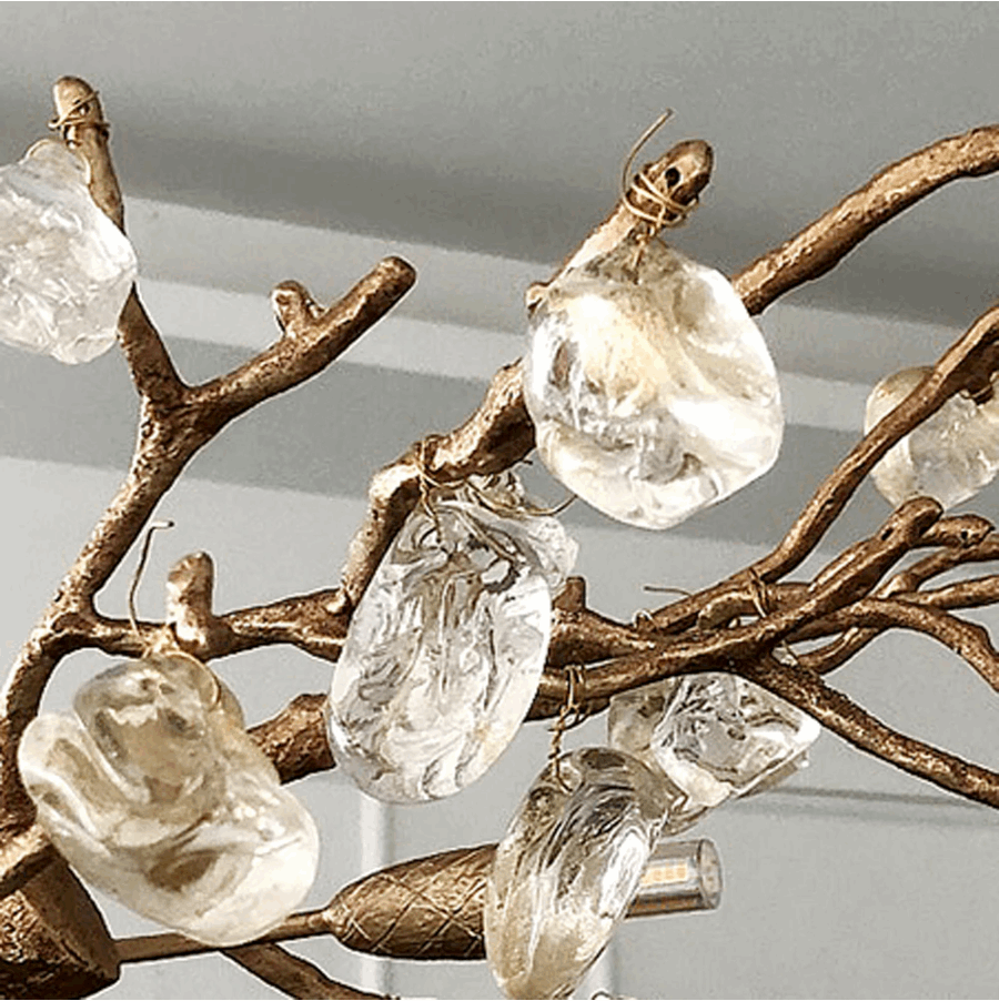 Albero Copper & Natural Crystal Stone Chandelier