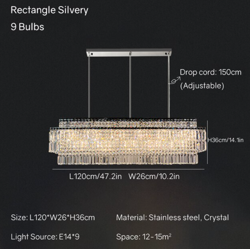 Stefano 47" Crystal Kitchen Island Chandelier