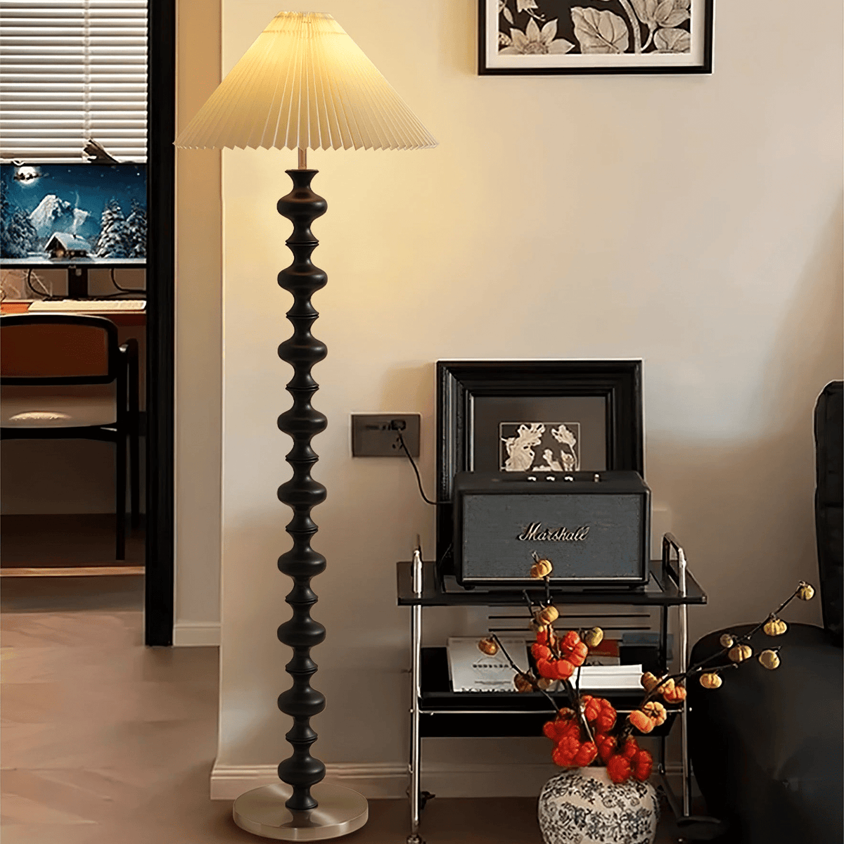 Sculpted Rhythm Wood Floor Lamp