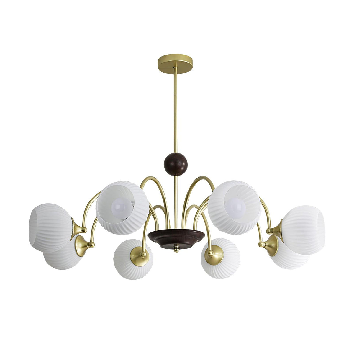 Sculptural Glass Ribbed Chandelier