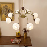 Sculptural Glass Ribbed Chandelier